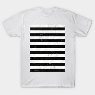 Marble Stripes Pattern 2 - Black and White T-Shirt